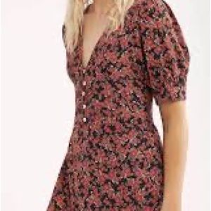 Free People Provence Rust Combo Floral Mini Dress; Small